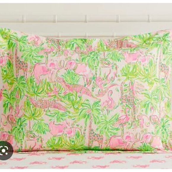NWT Lilly Pulitzer Full Sheet Set-Organic-Print In On Parade Pottery Barn kids - Picture 4 of 12